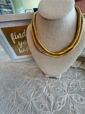 Gold Flexible Snake Coil Statement Necklace | Chunky Tubogas Style Collar
